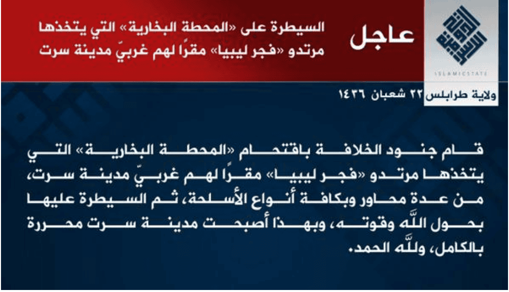 Islamic State ‘province’ advances in and around Libyan city of Sirte