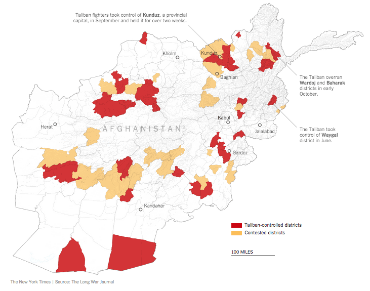 Taliban controls or contests 70 districts in Afghanistan
