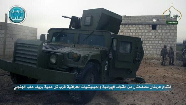 Al Nusrah Front shows captured Humvees in Aleppo