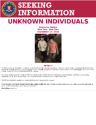 FBI seeking information on 2 ‘unknown individuals’ in NY bombing case