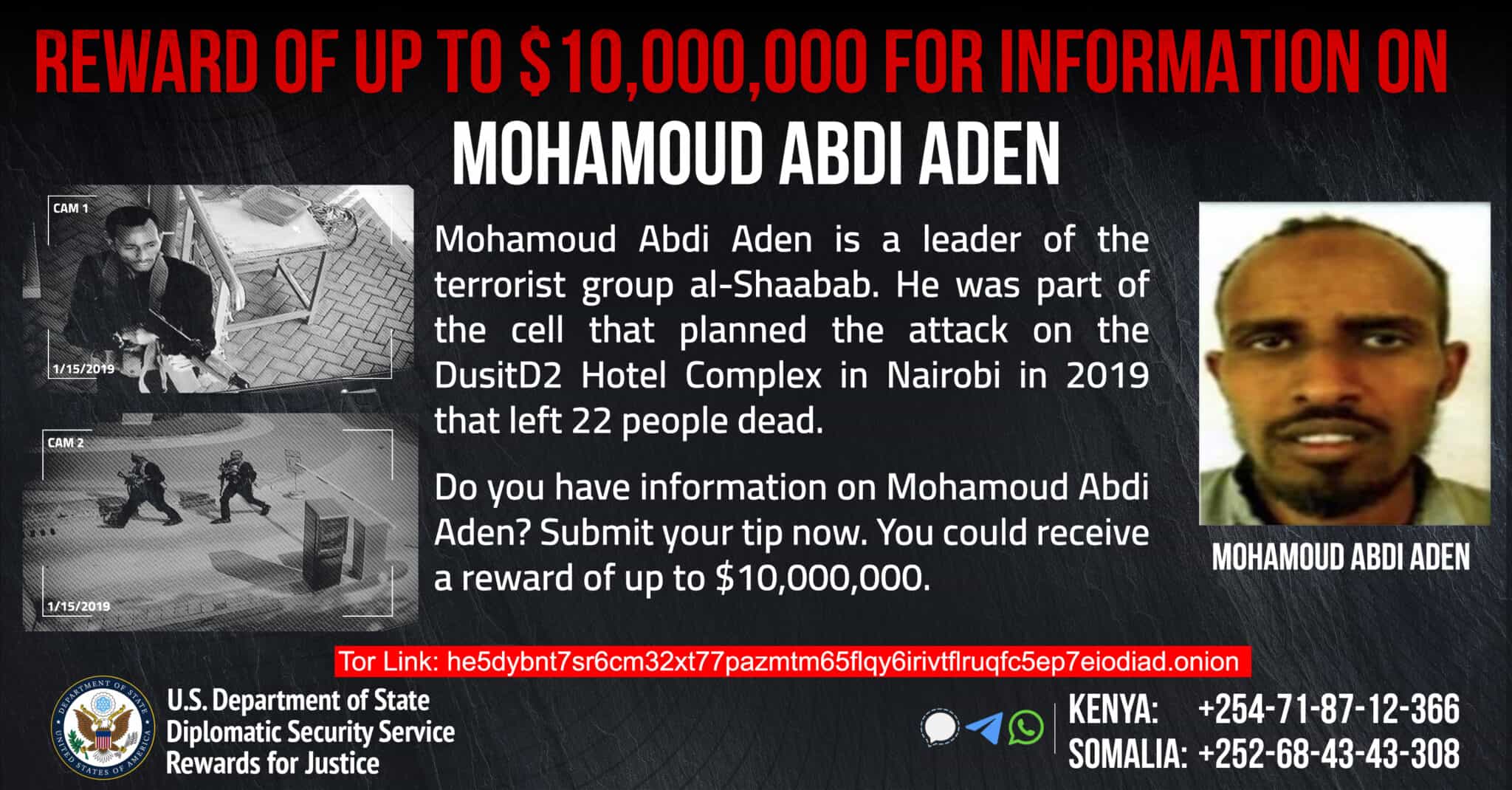 State places $10 million bounty on Kenyan Shabaab commander