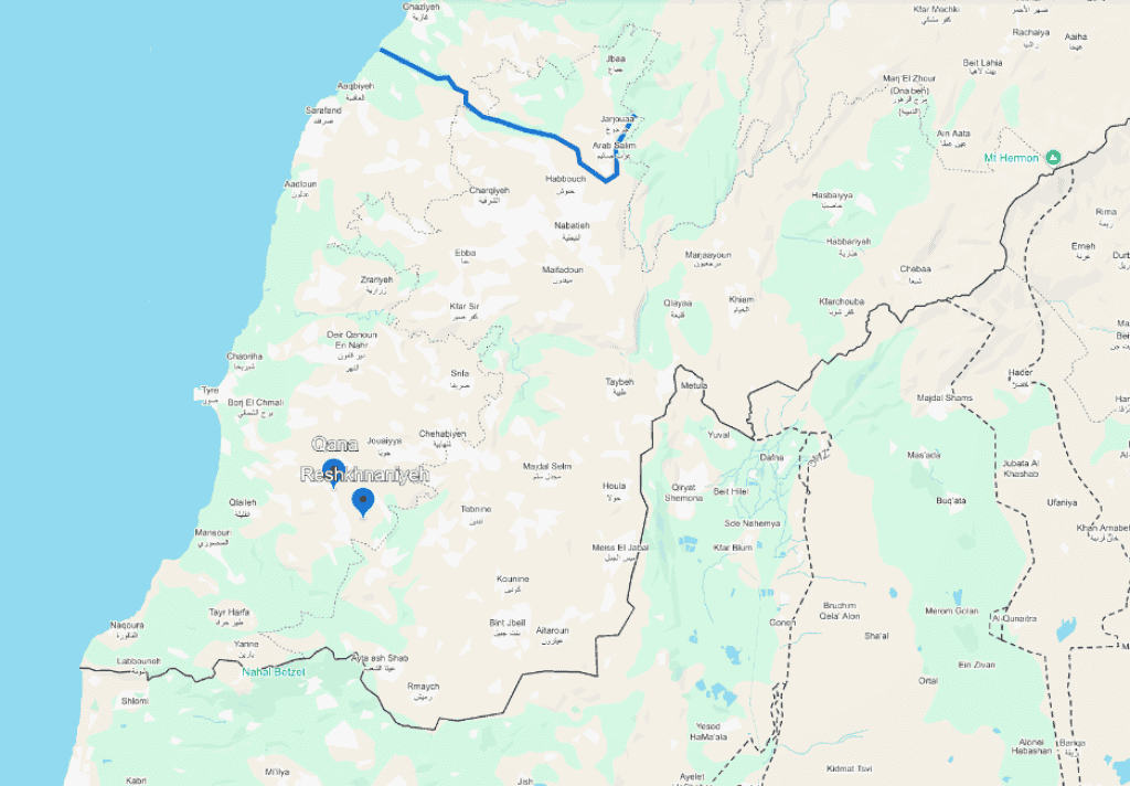 Map of IDF strike on Hashem