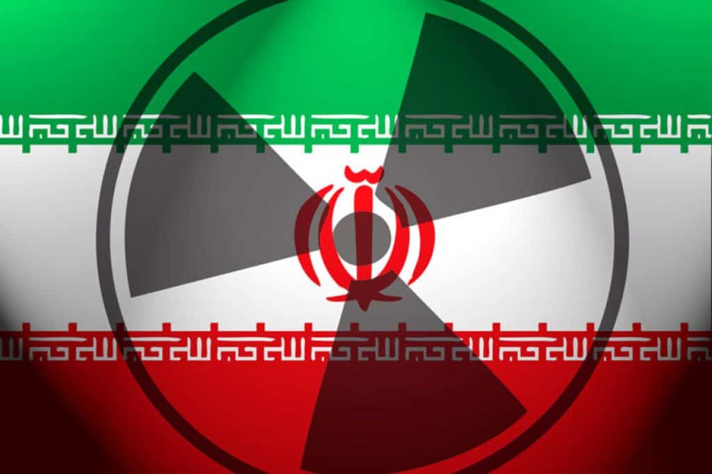 Iran flag with nuclear symbol