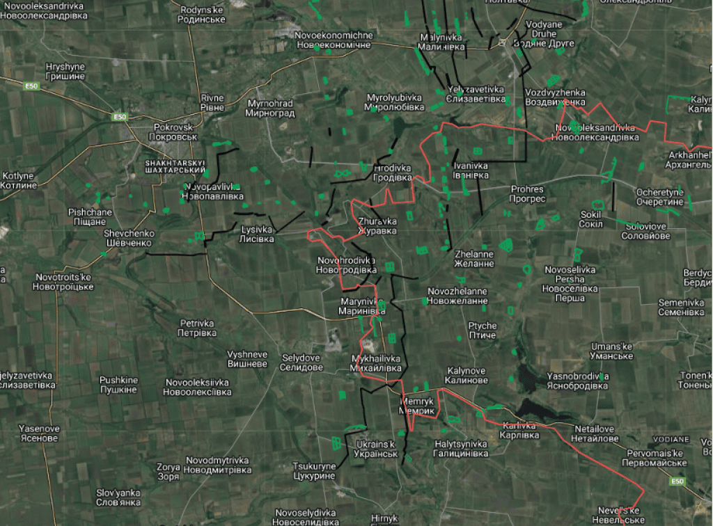 Pokrovsk front line and fortifications