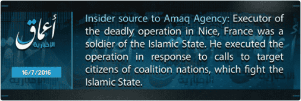 16-07-16 Amaq claim of Nice attack in English