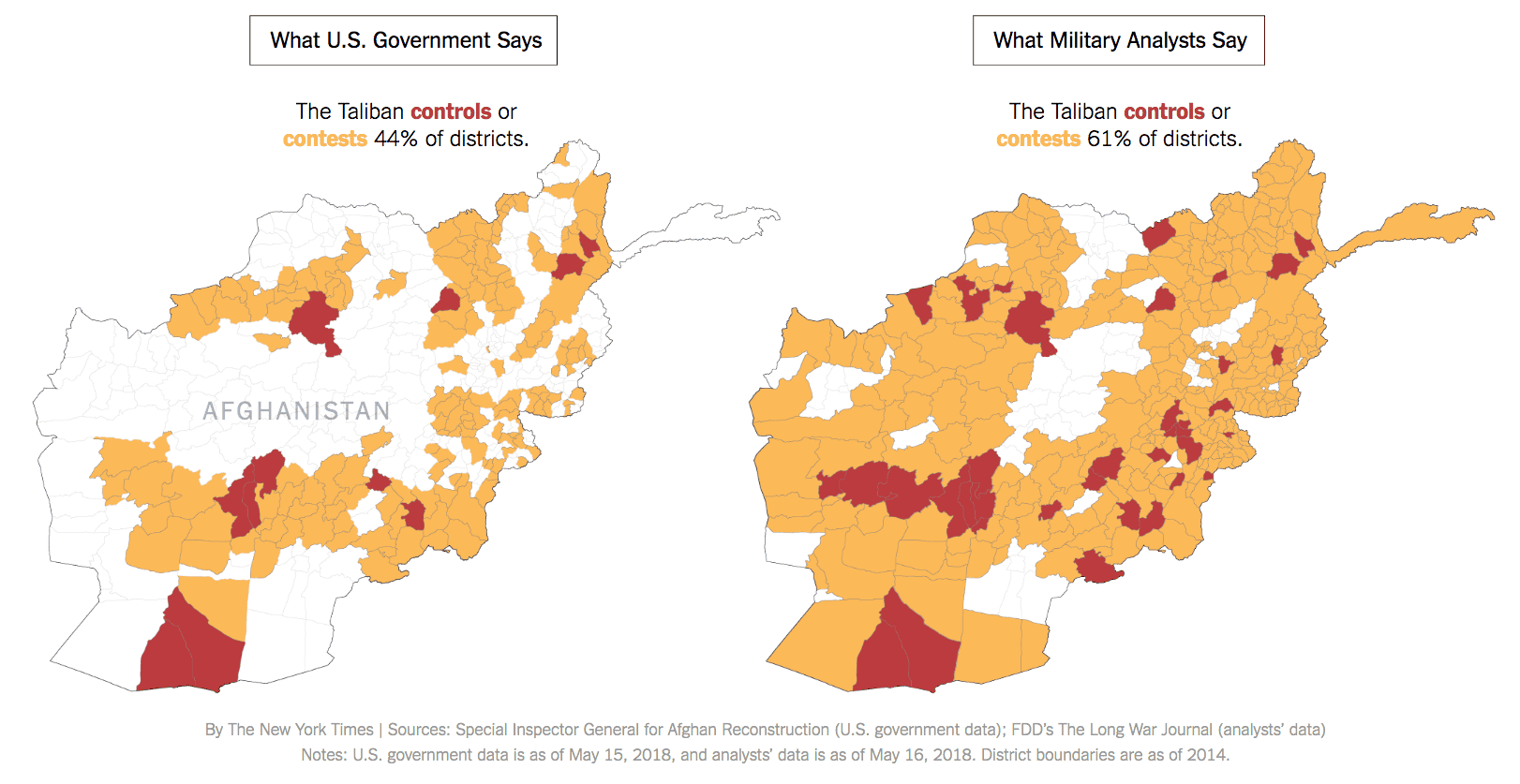 Mapping Taliban controlled and contested districts in Afghanistan: LWJ vs US military assessments