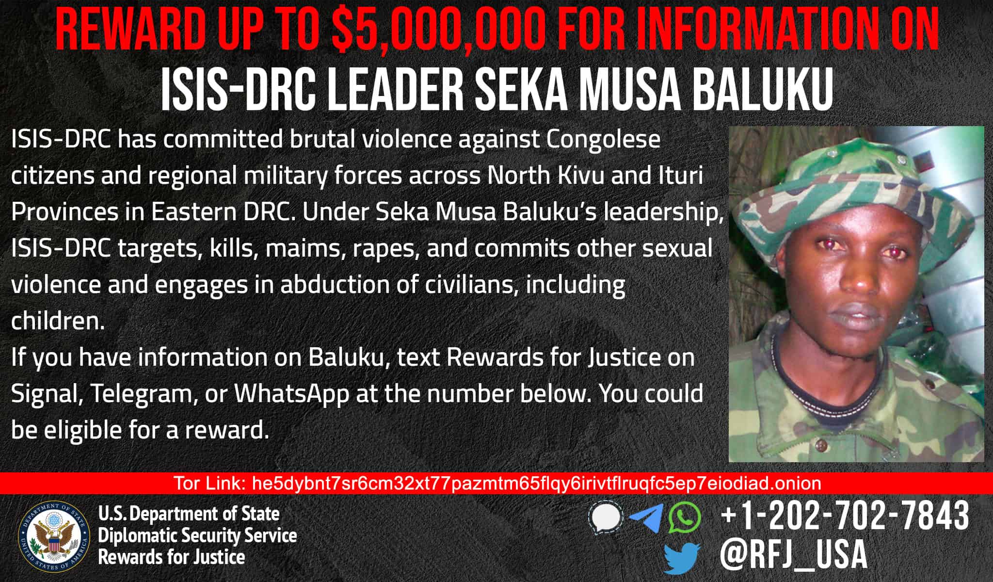 US adds $5 million bounty to the Islamic State’s leader in the DRC