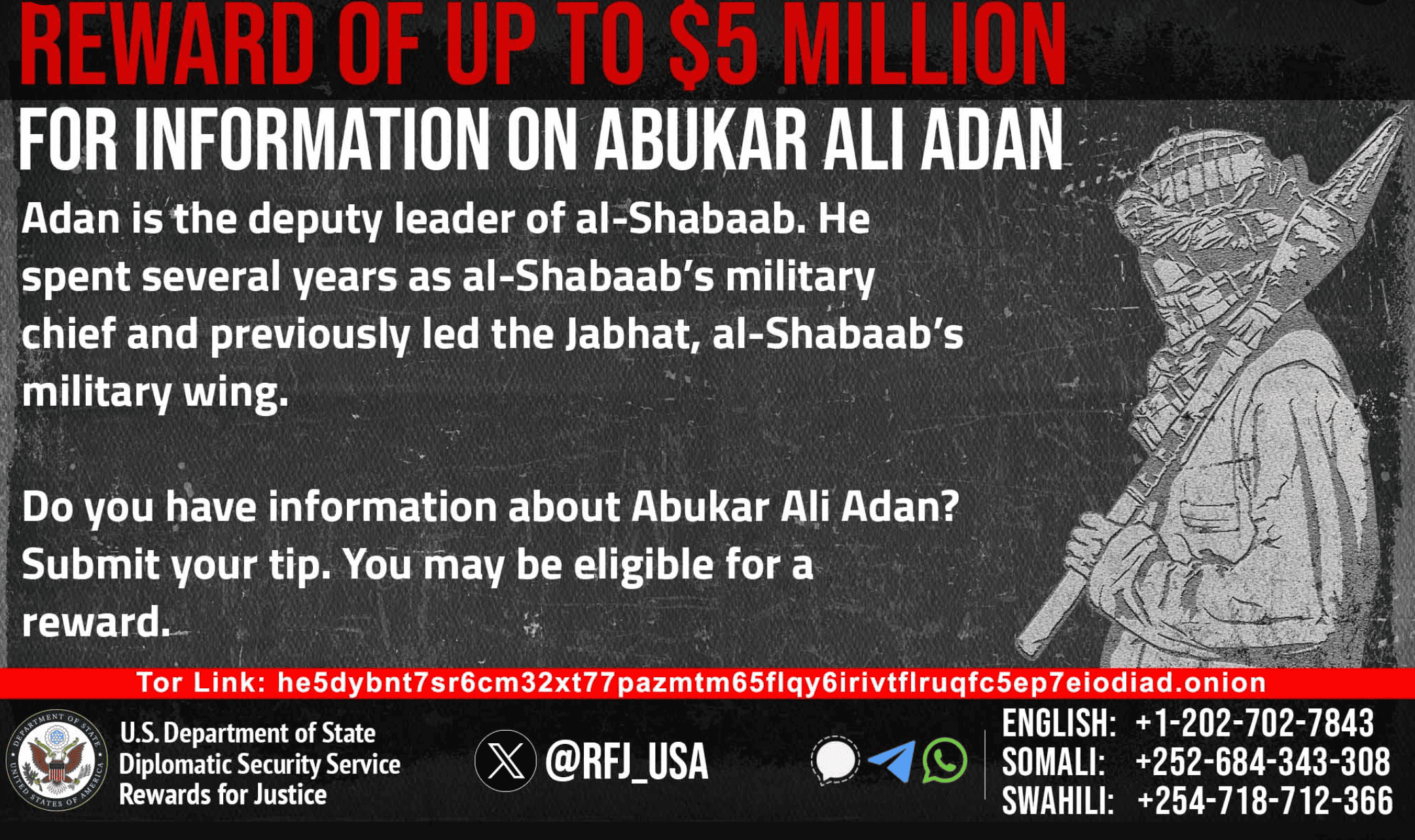 U.S. offers $5 million reward for Shabaab’s deputy emir